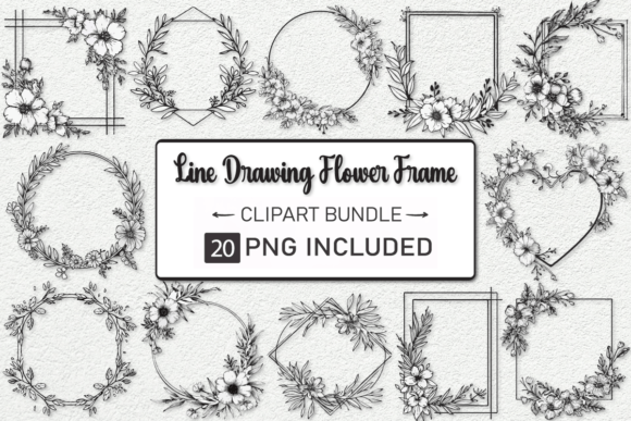 Download Line Drawing Flower Frame Bundle - Flower frame bundle Collection