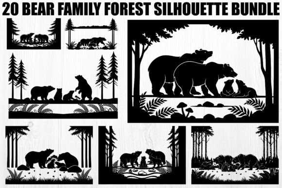 Download Bear Family Forest Silhouette Bundle - Silhouette bundle Collection