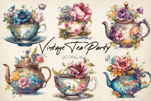 Download Vintage Flowers Tea Cup ,Tea Time Clipar - Vintage flowers Collection