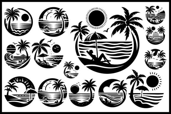 Download Tropical Beach Sunset Silhouette Bundle - Silhouette bundle Collection