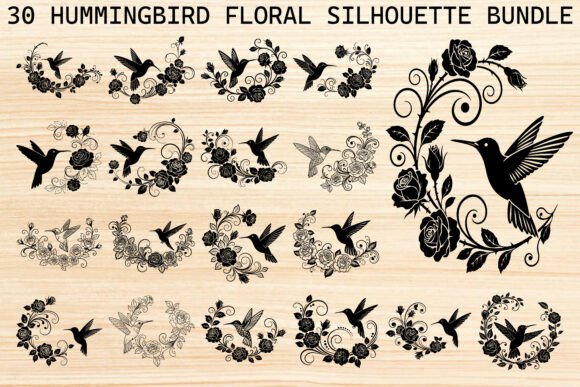 Download Hummingbird Floral Silhouette Bundle - Silhouette bundle Collection