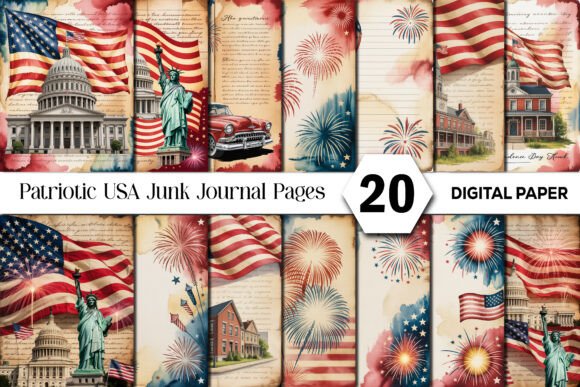 Download Patriotic USA Junk Journal Background - Junk journal background Collection