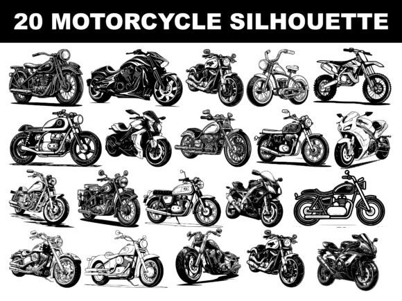 Download 20 Motorcycle Silhouette Bundle - Silhouette bundle Collection