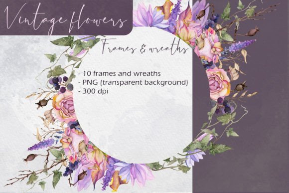 Download Vintage Flowers: Frames and Wreaths - Vintage flowers Collection