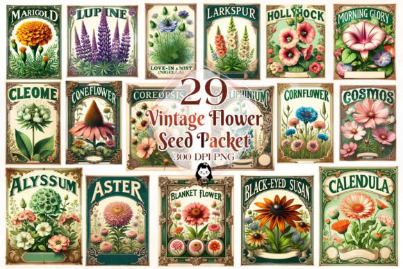 Download Vintage Flowers Seed Packet Sublimation - Vintage flowers Collection