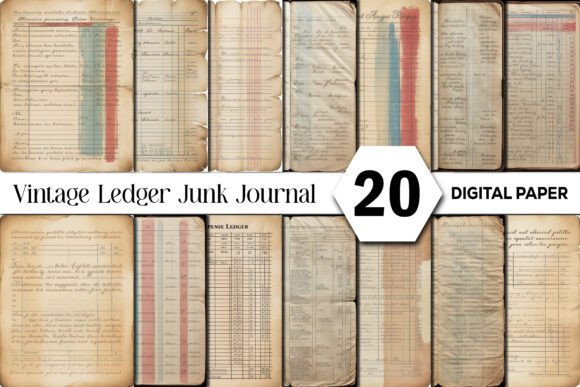 Download Vintage Ledger Junk Journal Background - Junk journal background Collection