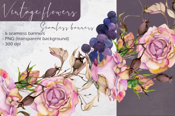 Download Vintage Flowers: Seamless Banners - Vintage flowers Collection